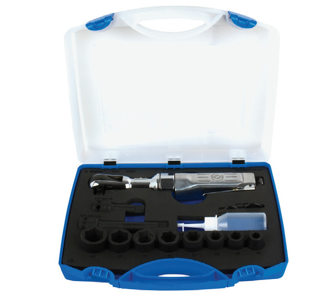 1555 Antrenor reversibil pneumatic si set de capete chei tubulare 1/2" in cutie plastic / 14 piese - 615515