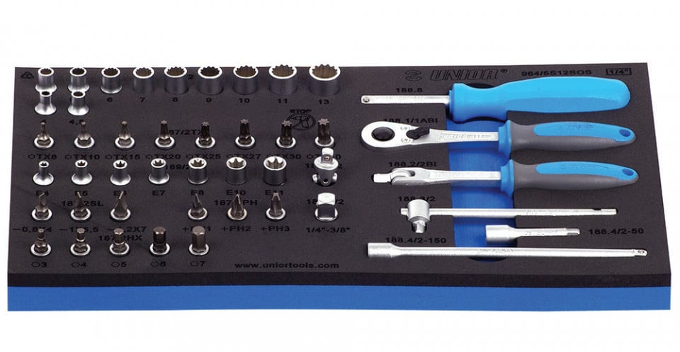 964/5S12SOS Set de capete chei tubulare si accesorii 1/4" in modul de SOS / 45 piese - 621185