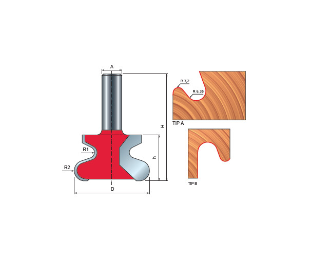 99- Freza pentru profil maner sertare mobilier, placata CMS Z=2, cu coada, DIM 47 - 99-00712P