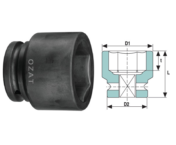 Cap cheie tubulara de impact 2.1/2" 6 laturi, scurt 130