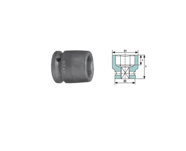 Cap cheie tubulara impact OZAT /2" 6 laturi, scurta 1/2" L38mm