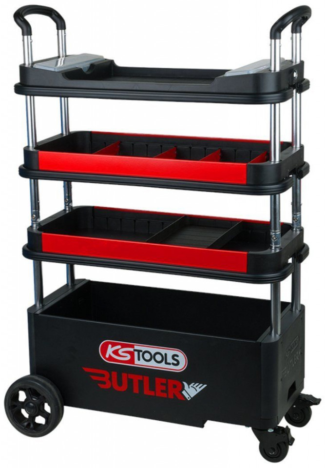 Cărucior de unelte de montaj KS TOOLS BUTLER, pliabil, echipat cu 175 de unelte premium