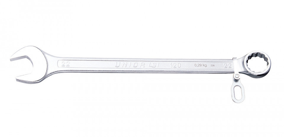 Cheie combinata Unior 120/1-H, varianta lunga cu inel pentru carabiniera, DIM 22 mm