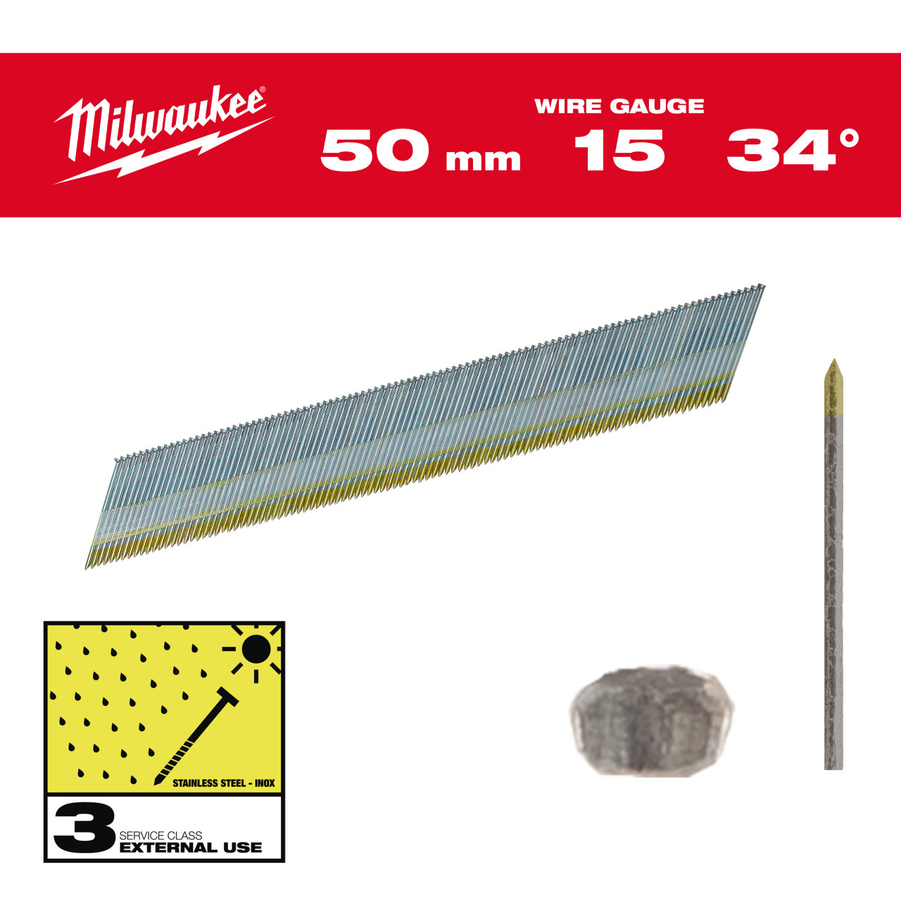 Cuie inox 15G, 34, 50mm, 2.500 bucăți