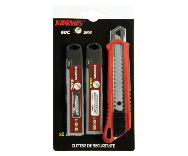 Cutter KRONUS 160 mm cu set 10 lame schimb pentru cutter C60 si set 10 lame schimb pentru cutter SK4, L 160, B 18