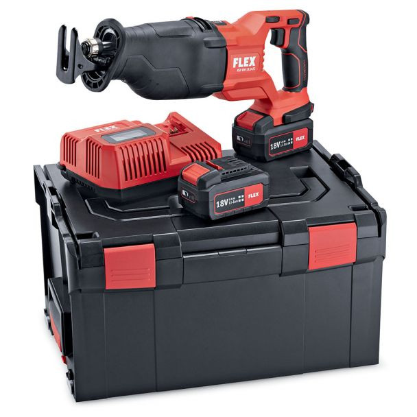 Fierastrau alternativ Flex RSP DW 18.0-EC/5.0SET cu acumulator Li-Ion 18 V, 5.0 Ah, 300 mm, taiere orbitala, cu viteza variabila