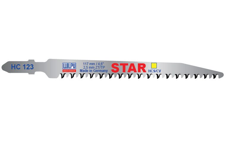HC 123 STAR Panza HCS/CV pentru fierastrau vertical, prindere T, pentru lemn / 125 bucati, DIM 117 x 10 x 1.45 mm