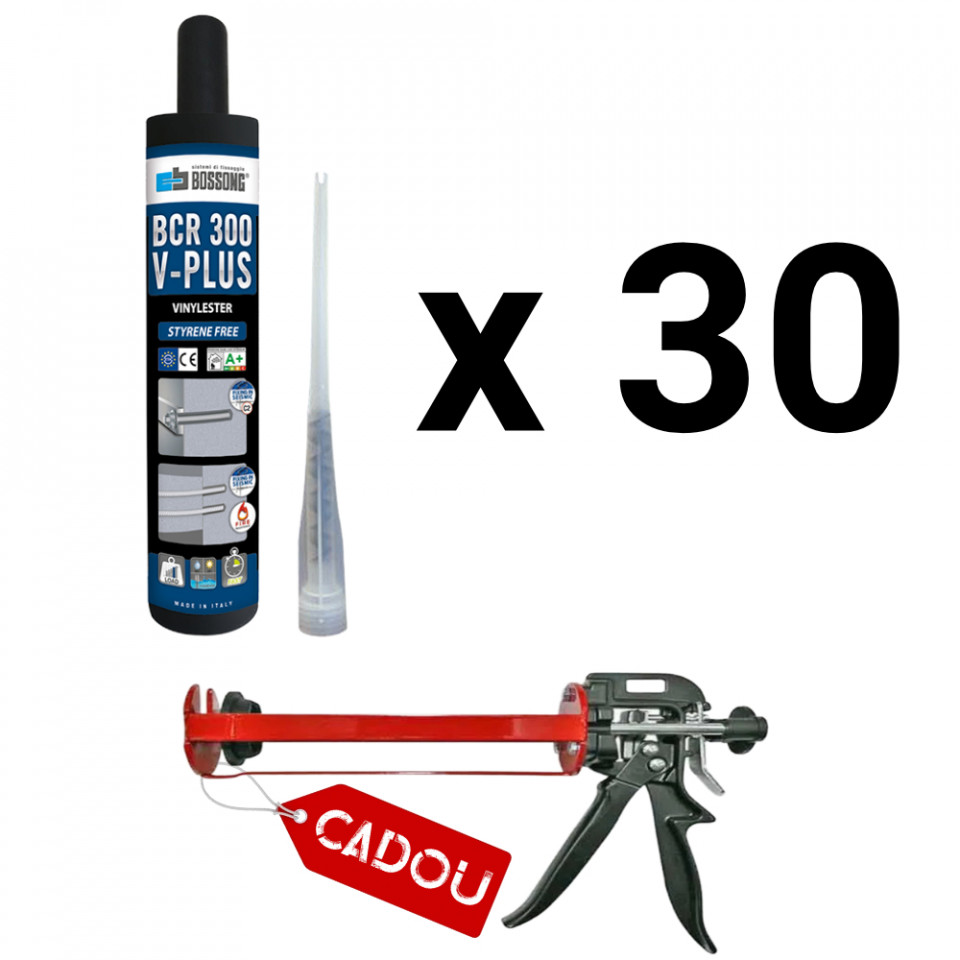 Kit 30 ancore chimice 300 ml Bossong BCR 300 V-Plus + cap mixare + pistol injectie