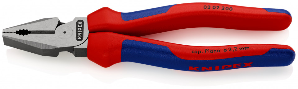 KNIPEX 02 02 200 Patenti Combi cu parghie mare cu manşoane multicomponent vopsit negru 200 mm