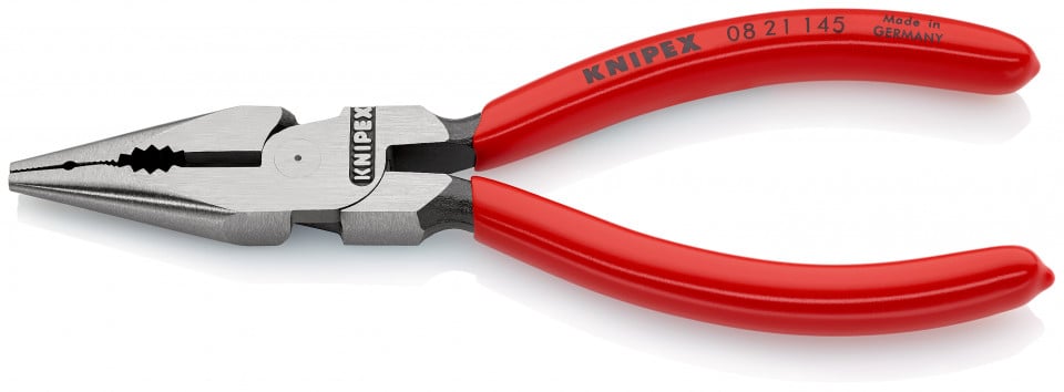 KNIPEX 08 21 145 Cleşte combinat cu vârf acoperite cu plastic vopsit negru 145 mm