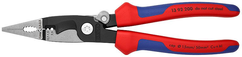 KNIPEX 13 92 200 Cleste electrician cu 6 functii, mecanism de blocare, multicomponent, KNIPEX, 200 mm