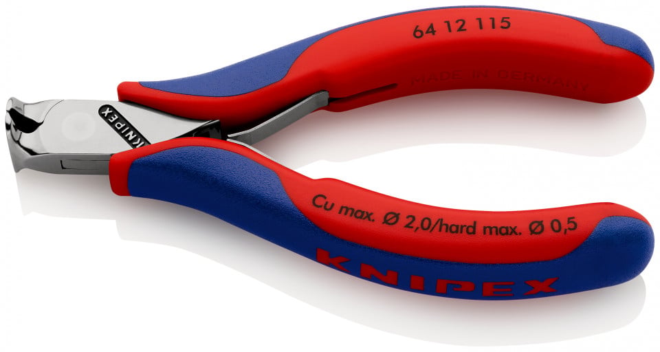 KNIPEX 64 12 115 Tăietor frontal pentru instalații electronice cu manşoane multicomponent 115 mm