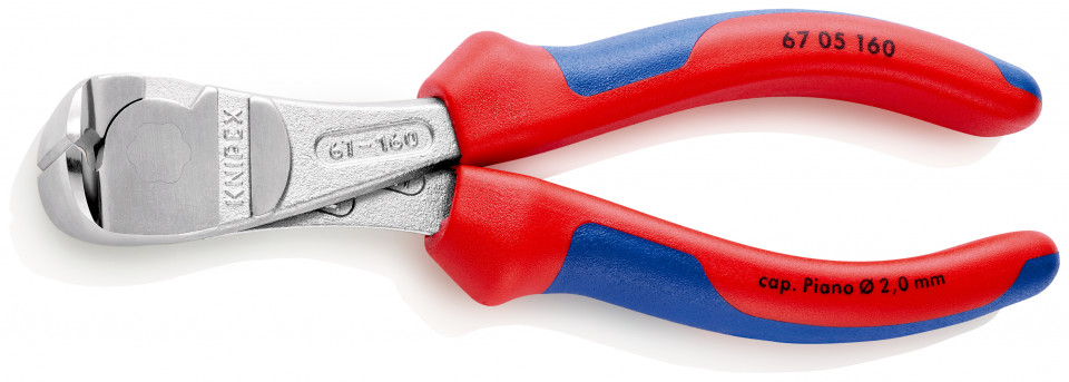 KNIPEX 67 05 160 Tăietor frontal de forță cu manşoane multicomponent cromat 160 mm