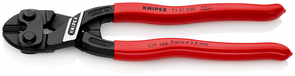 KNIPEX 71 31 200 CoBolt® Tăietor compact pentru bolțuri acoperite cu plastic vopsit negru 200 mm