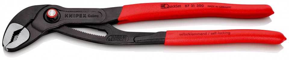 KNIPEX 87 21 300 Cobra® QuickSet Clește high tech pentru pompe de apă acoperit cu material plastic aderent bonderizat în culoarea gri 300 mm