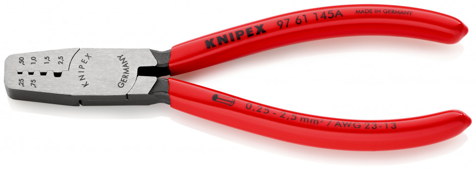 KNIPEX 97 61 145 A clește de sertizare pentru ferule acoperite cu plastic 145 mm