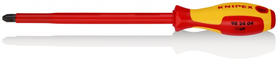 KNIPEX 98 24 04 șurubelniță pentru șuruburi cu fantă în cruce Phillips® mâner izolator multicomponent, testat de VDE brunat 320 mm