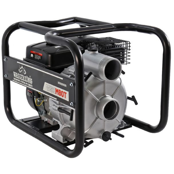Motopompa 3" pentru apa murdara Wasserkonig WSKM80T, maxim 55 m³/ora , inaltime refulare max 30 m, motor euro V, benzina, putere 7 CP