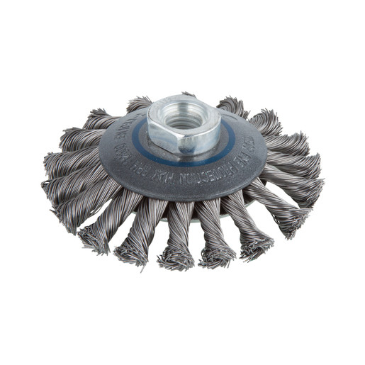 Perie Wolfcraft 2153000, tip disc conic, D 100 mm, pentru polizoare unghiulare, impletita, filet M14