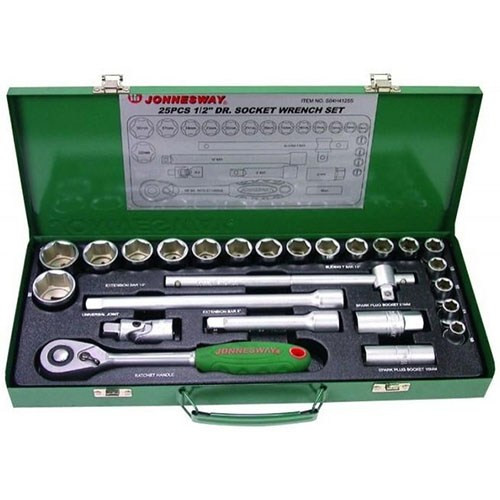 Set 25 piese capete chei tubulare si alte accesorii 1/2" 10-32 mm, cutie metal