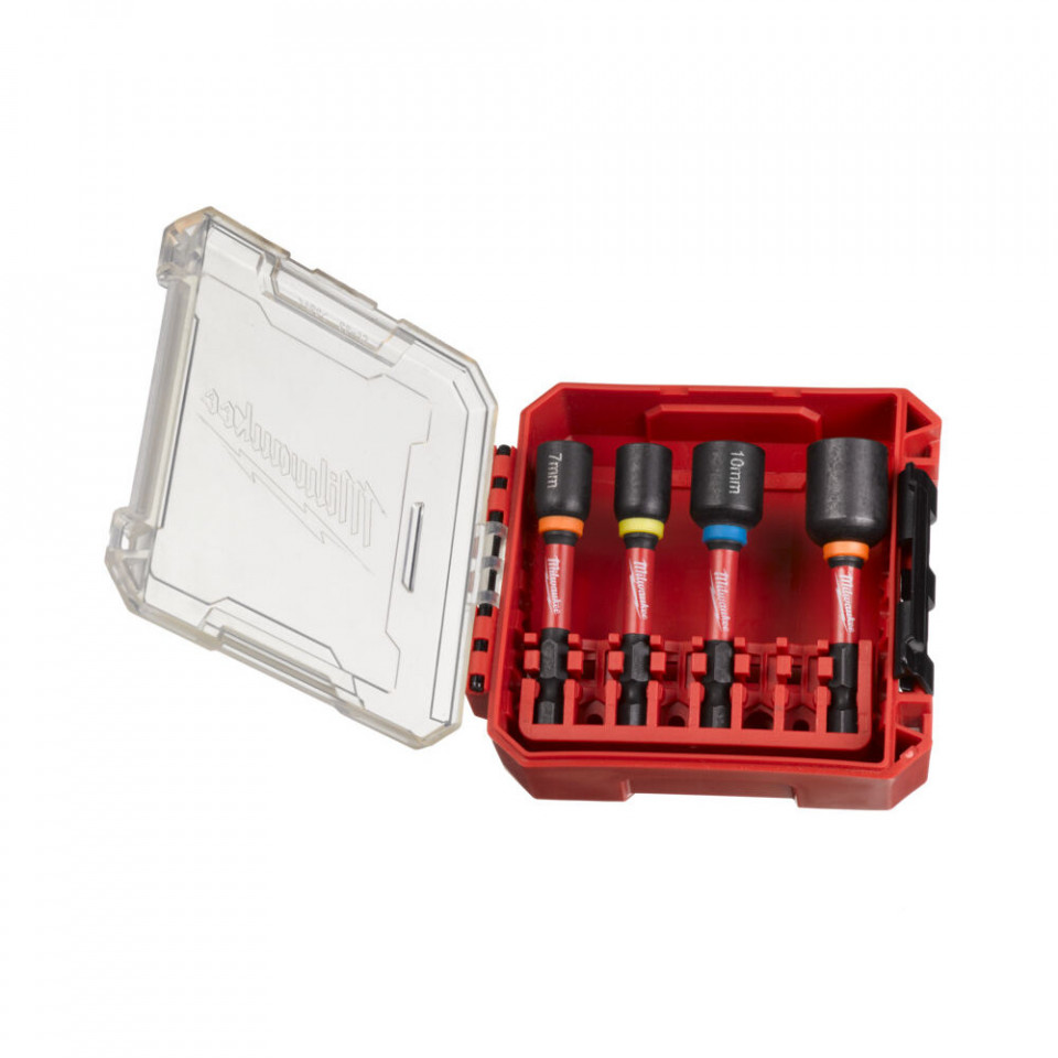 Set 4 chei tubulare magnetice Milwaukee, 1/4"Hex 7-13 mm
