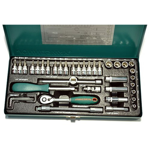 Set 41 piese Jonnesway tubulare si accesorii 1/4" 4-13 mm, carcasa metalica