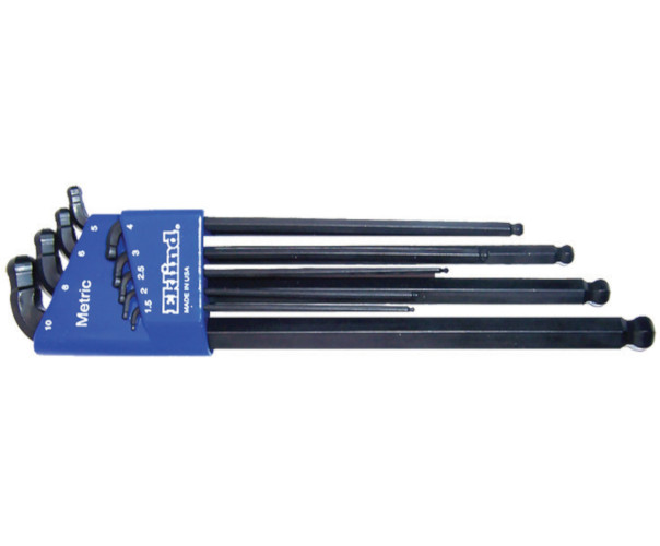 Set 9 chei locas hexagonal lungi cu doua capete sferice in suport de plastic, EKLIND 1.5-10 mm