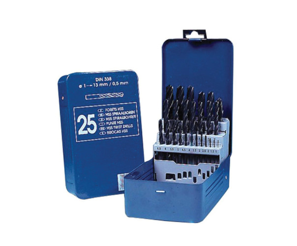 Set burghie DIN 338, laminate, HSS, DIM 1.0 - 13.0 mm x 0.5 mm / 25 PIESE