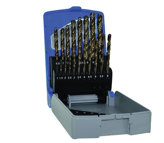 Set burghie DIN 338, rectificate, HSS-Co 5% 1-10 mm x 0,5 mm / 19 piese 19 piese