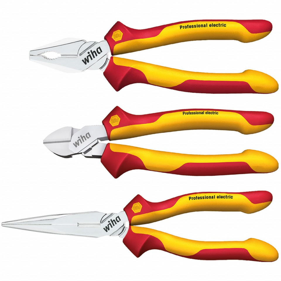Set clesti cromati pentru electricieni, izolati la 1000V, WIHA, 3 piese