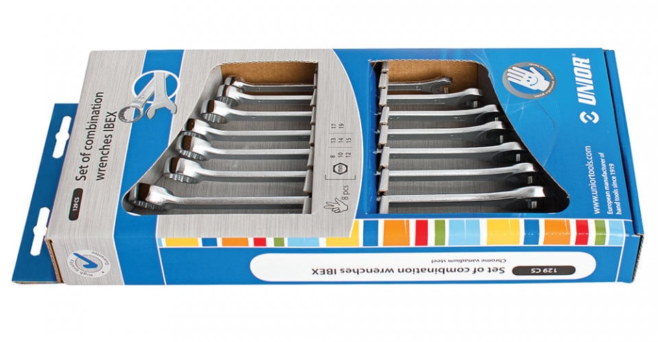 Set de 8 chei combinate Unior IBEX in cutie de carton 8 - 19 mm