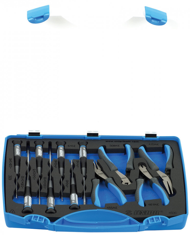 Set de clesti pentru electronisti si surubelnite in cutie de plastic 11 PIESE