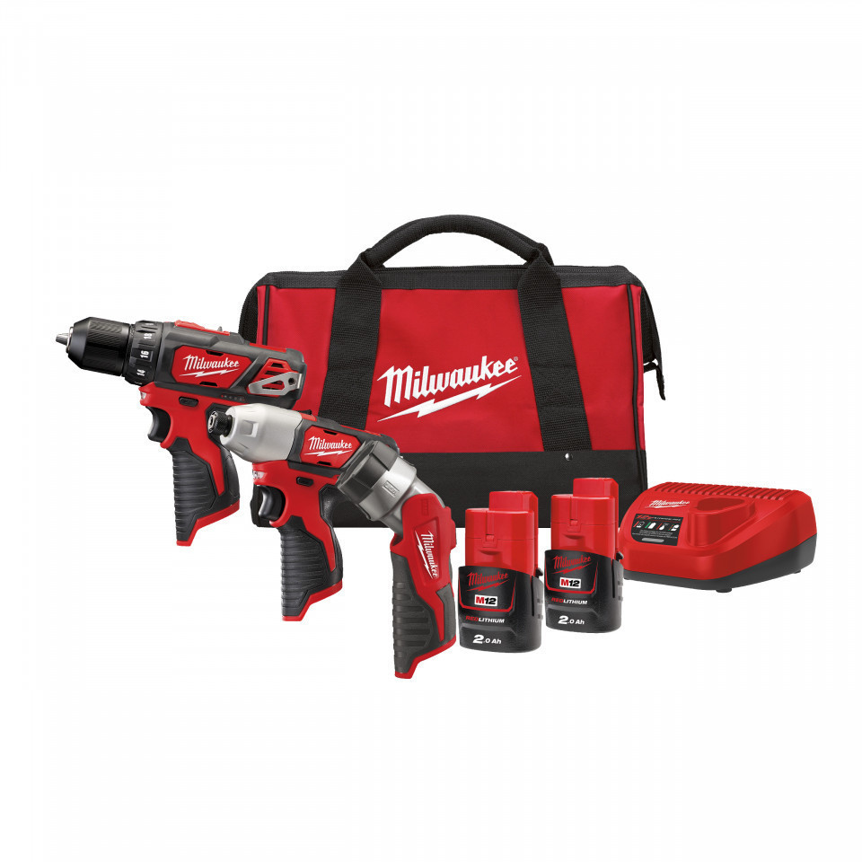 Set scule cu acumulatori Milwaukee M12 BPP3A-202B