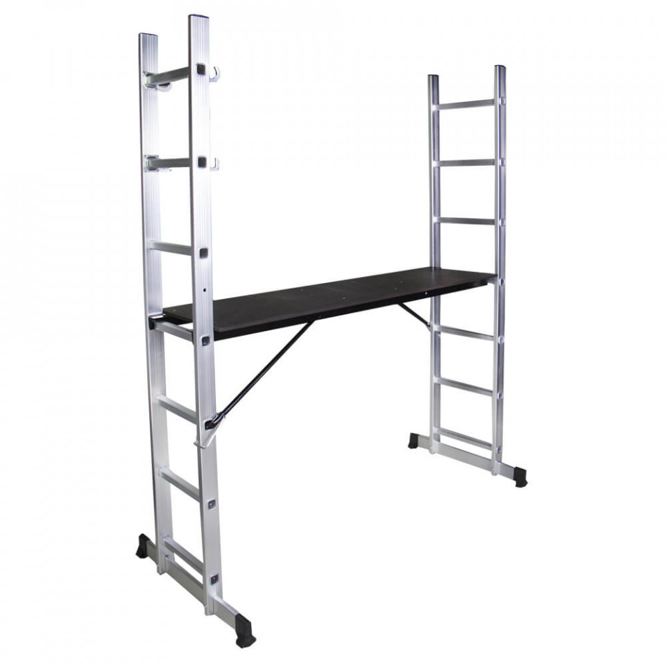 STR0507 Schela cu scara dubla aluminiu h 1.96 m, L 1.60m