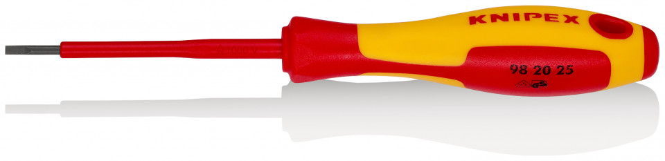 Surubelniță KNIPEX pentru șuruburi cu fantă mâner izolator multicomponent, testat de VDE brunat 177 mm