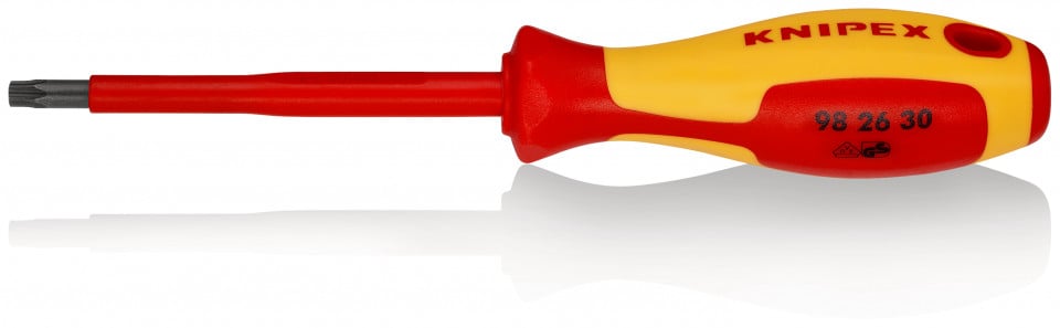 Surubelniță KNIPEX pentru șuruburi Torx® mâner izolator multicomponent, testat de VDE brunat 210 mm