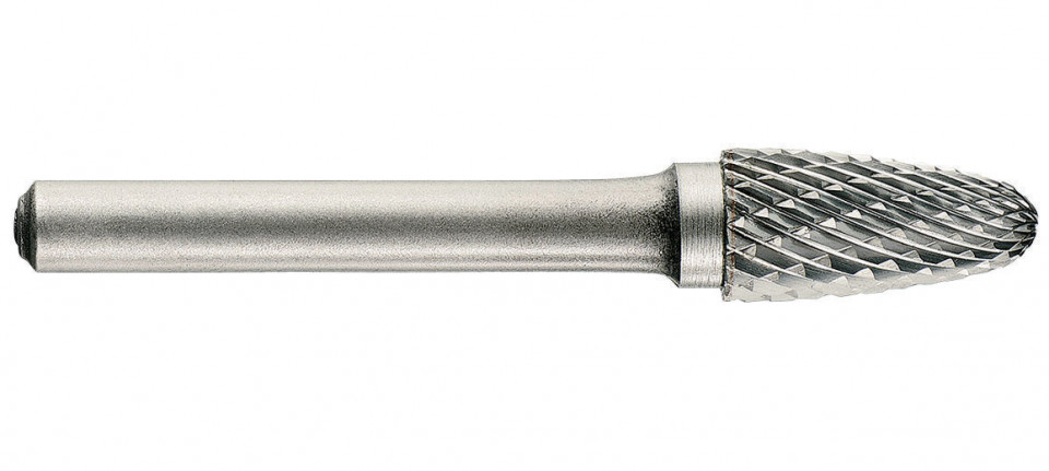 1031831 Freza din carbura de tungsten forma F - arcuita cu cap rotunjit, tais dublu, tip D, DIM 20, Coada 8