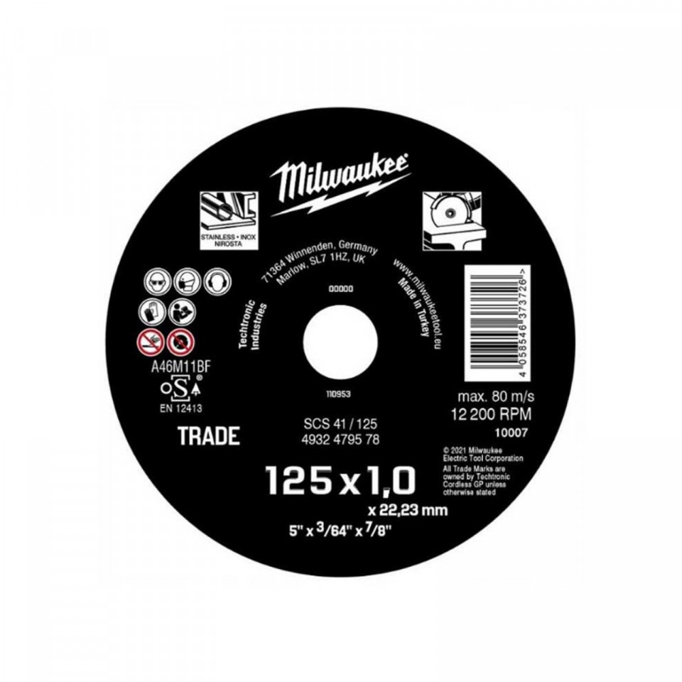 4932479578 DISC DEBITARE MILWAUKEE SCS 125X1.0MM 1PCS