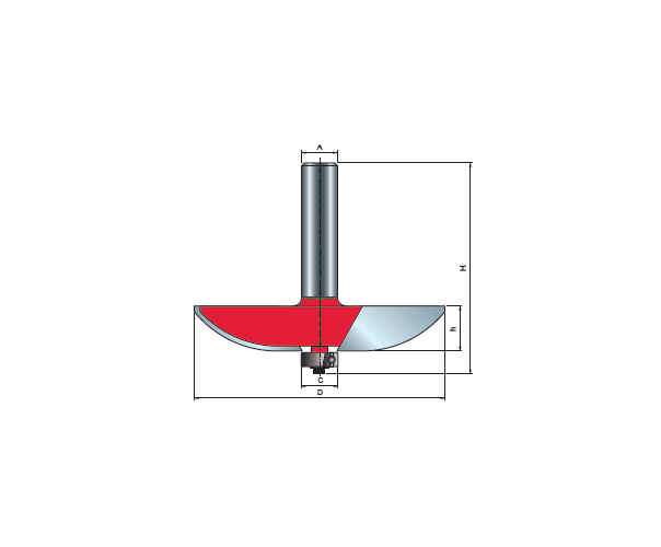 99- Freza pentru tablii, profil convex, placata CMS Z=2, cu coada si rulment copier inferior, DIM 76.2 - 99-22512P