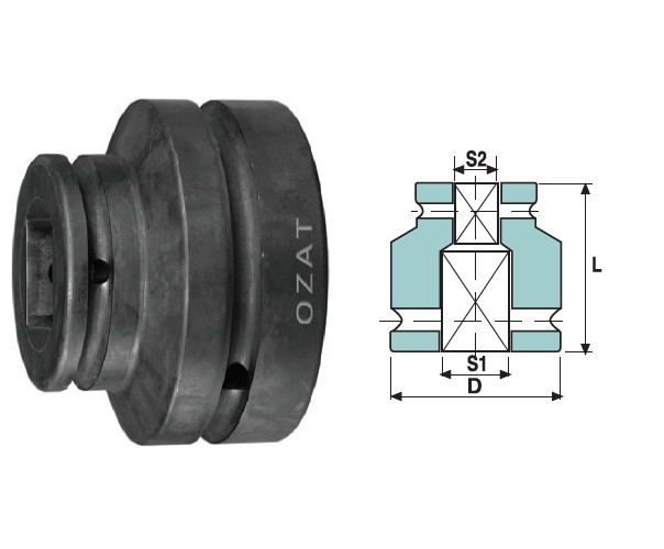 Adaptor de impact mama-mama OZAT 1" 3/4" L63mm