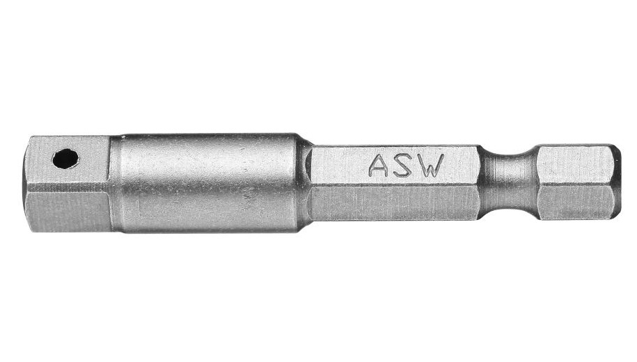 Adaptor hexagon exterior ASW 1/4”- patrat exterior 3/8", 75 mm