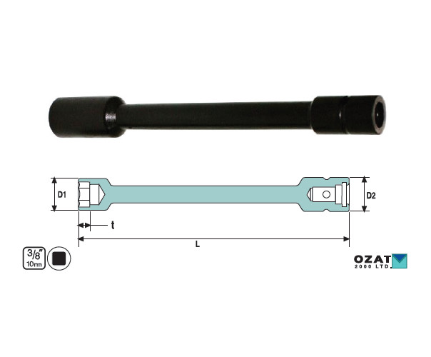 Cap cheie tubulara de impact cu nivel de vibratii scazut OZAT "LOV" 3/8" 14mm L200mm