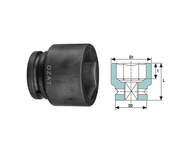 Cap cheie tubulara de impact OZAT 1 1/2" 6 laturi, scurt, DIM 85