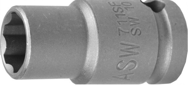 Cap cheie tubulara de impact scurta cu pereti subtiri si profil de protectie ASW 3/8" 10mm L32mm