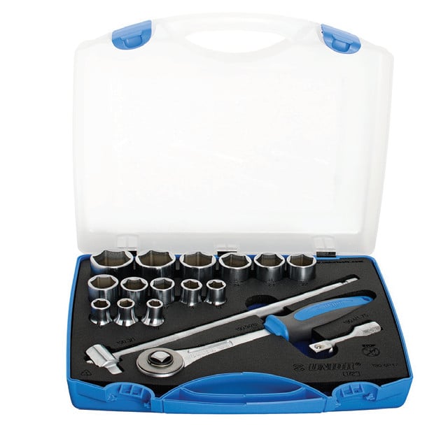 Capete chei tubulare Unior 1/2" in cutie de plastic 10-32 mm