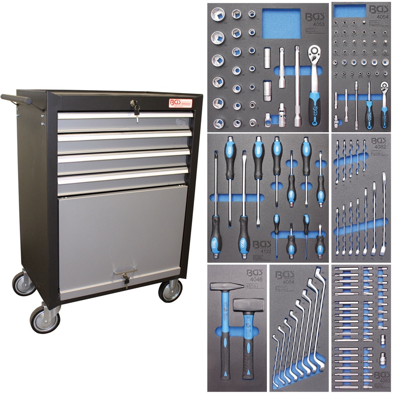 Carucior pentru scule "Azubi", 5 sertare, cu 151 scule