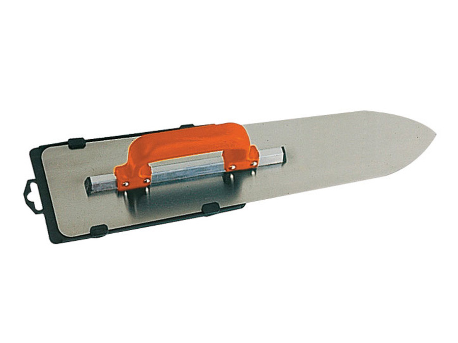 Gletiera INOX model flamand, cu montura de aluminiu, varf tip focos, maner PVC inchis - 450×120 (90)