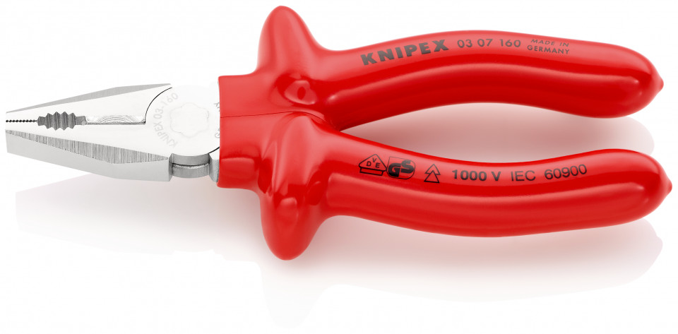KNIPEX 03 07 160 Patent combinat izolat prin imersie, testat de VDE cromat 160 mm