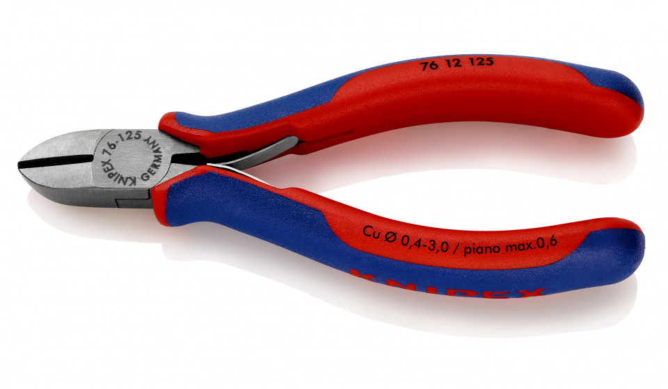 KNIPEX 76 12 125 Tăietor lateral (șfic) pentru electromecanici cu manşoane multicomponent vopsit negru 125 mm