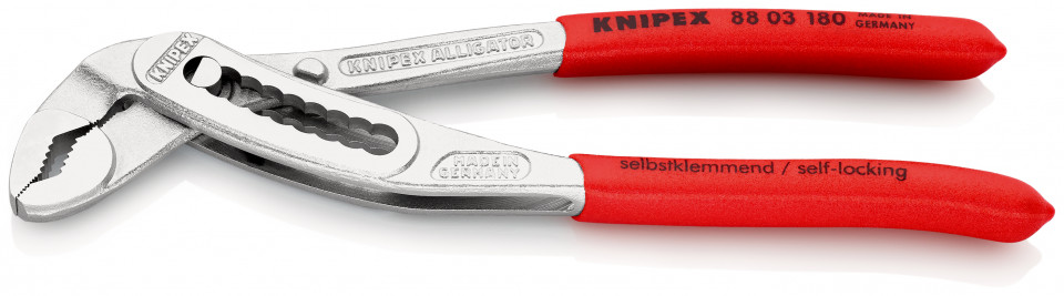 KNIPEX 88 03 180 Alligator® Cleşte pentru pompe de apă acoperit cu material plastic aderent cromat 180 mm